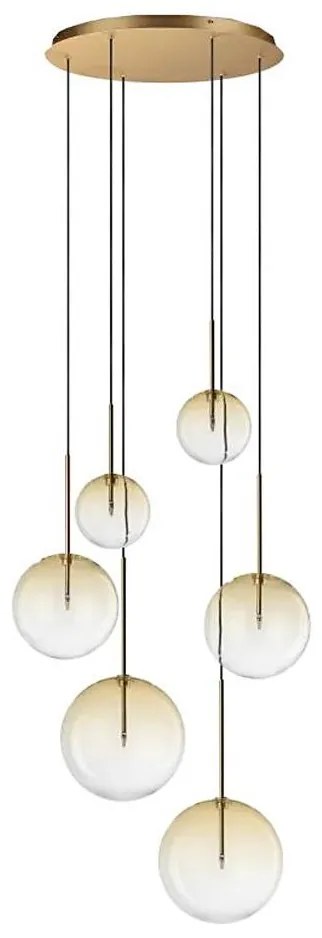 Ideal Lux - LED Luster na lanku EQUINOXE 6xG4/2W/230V pr. 65 cm mosadz/dymová