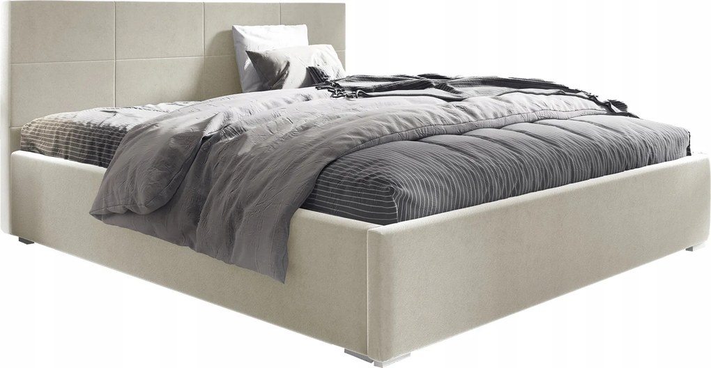 Čalúnená posteľ 140x200 s matracom a kovovým roštom Matia Béžová