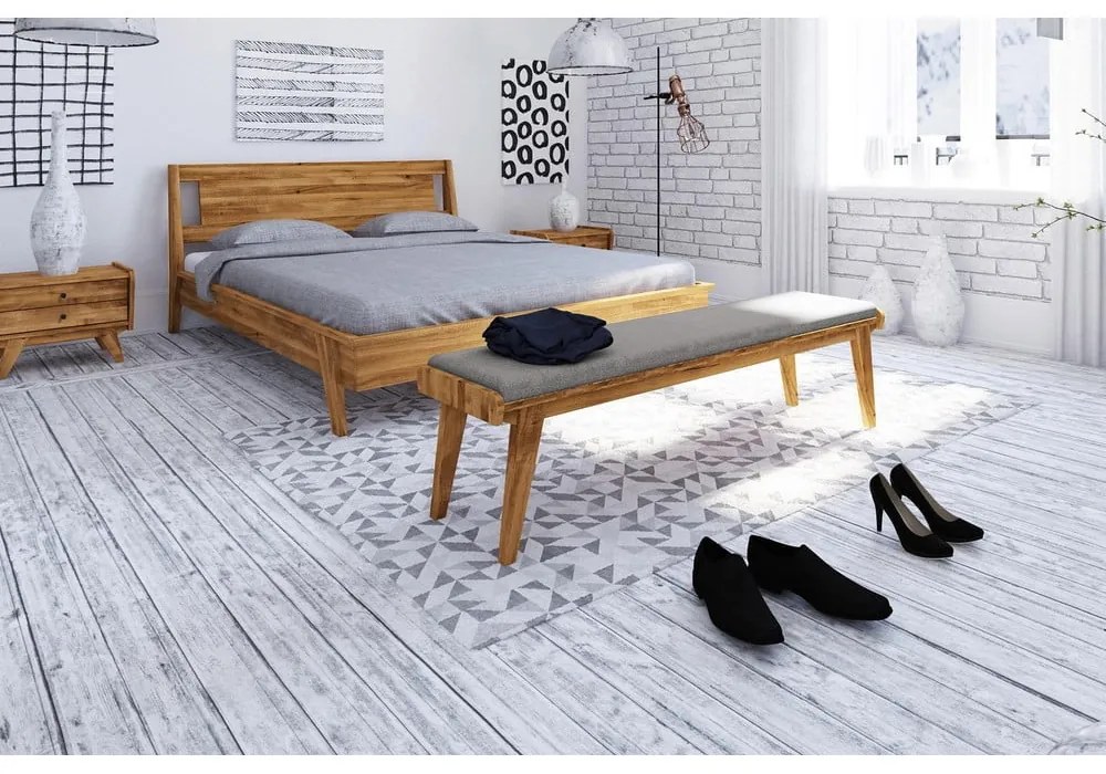 Lavica z dubového dreva so svetlosivým sedákom Retro - The Beds