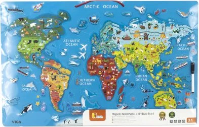 Magnetická tabuľa 2v1 Viga 44508 mapa sveta