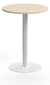 Barový stôl ALVA, Ø700x900 mm, s kotvením do zeme, HPL, biela/breza