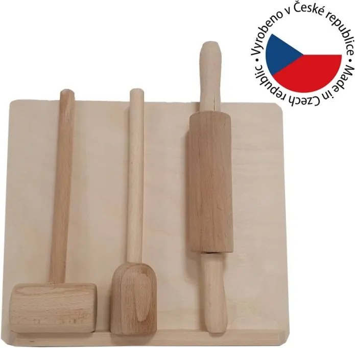 Drevená sada pre malých kuchárov, 23 x 6 x 21 cm, 3 ks