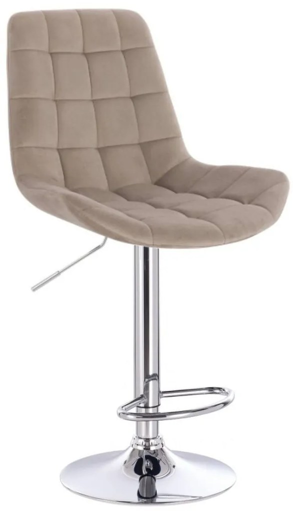 LuxuryForm DESIGN Barová stolička PARIS VELUR na striebornom tanieri - latte