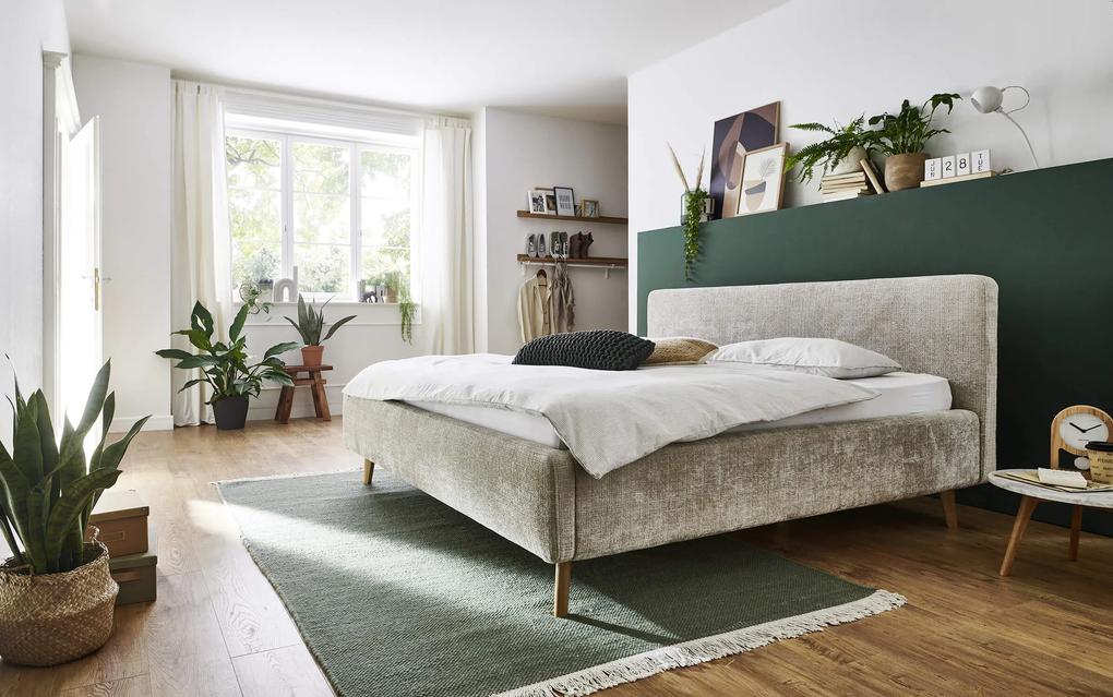 Dvojlôžková posteľ taupe 140 x 200 cm chenille béžová MUZZA