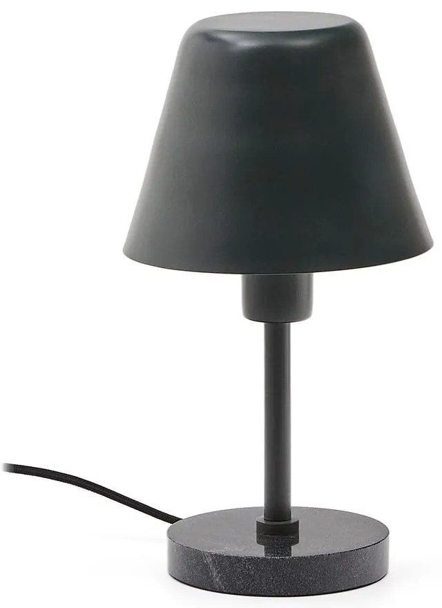 Tmavozelená/čierna mramorová stolová lampa s kovovým tienidlom (výška 32 cm) Calina – Kave Home