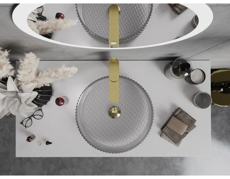 Mexen Aura, sklenené umývadlo na dosku 39 × 39 cm, sivá, 24013966