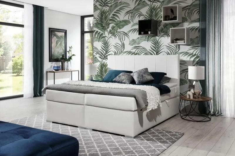 Posteľ Boxspring Boleria 200x180, modrá (látka - bb 09)