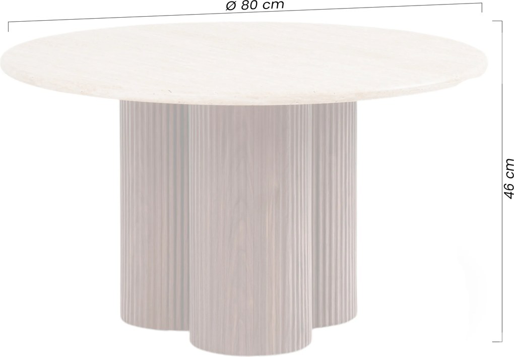 Okrúhly konferenčný stolík Massia 80 cm do obývačky - travertín / orech