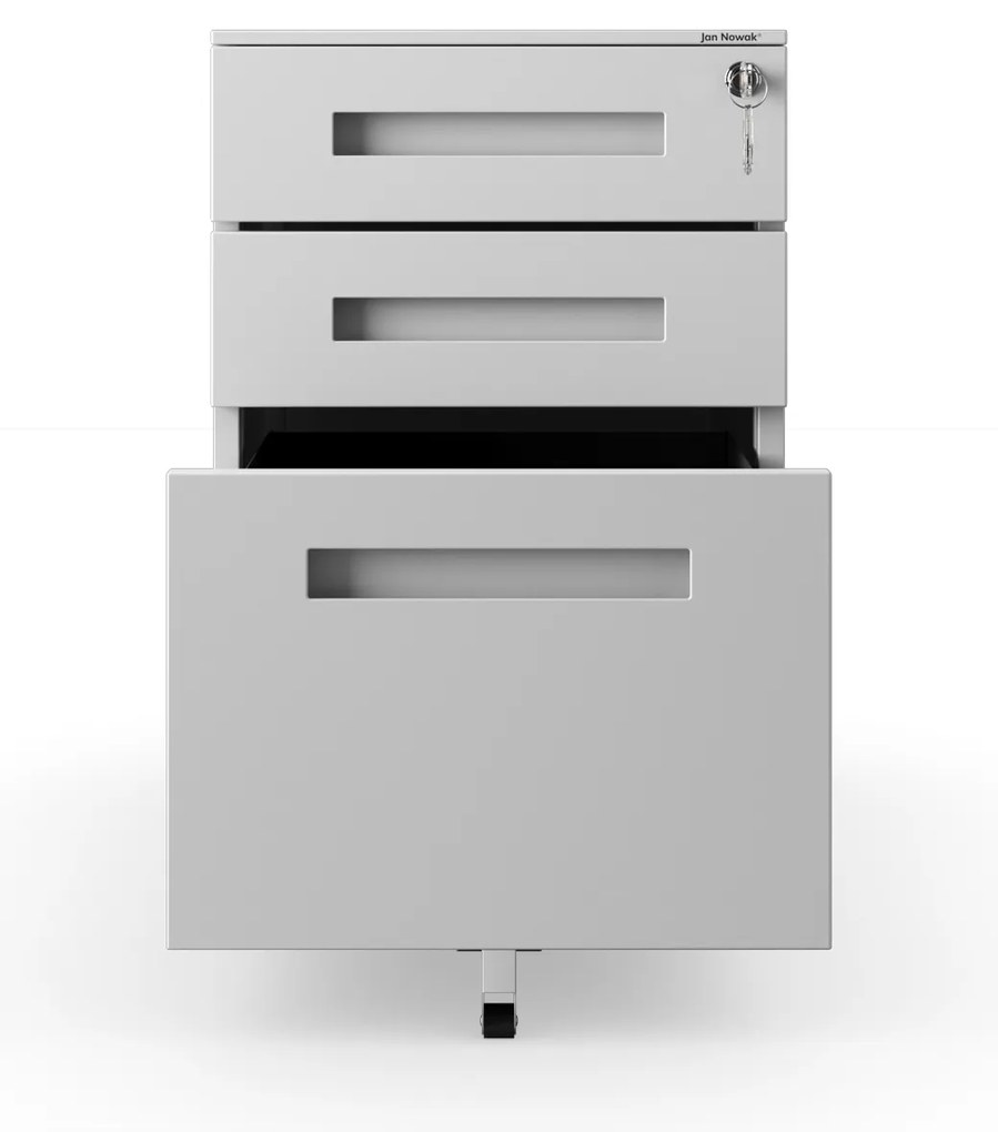 Kovový kontajner pod stôl KATE 390 x 600 x 500 mm, sivý