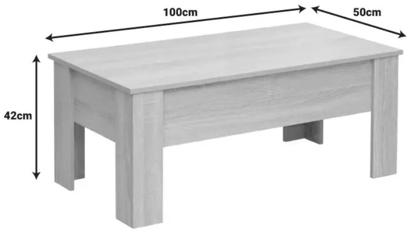 Konferenčný stolík RIWA s výsuvnou doskou 100x50 cm, dub sonoma