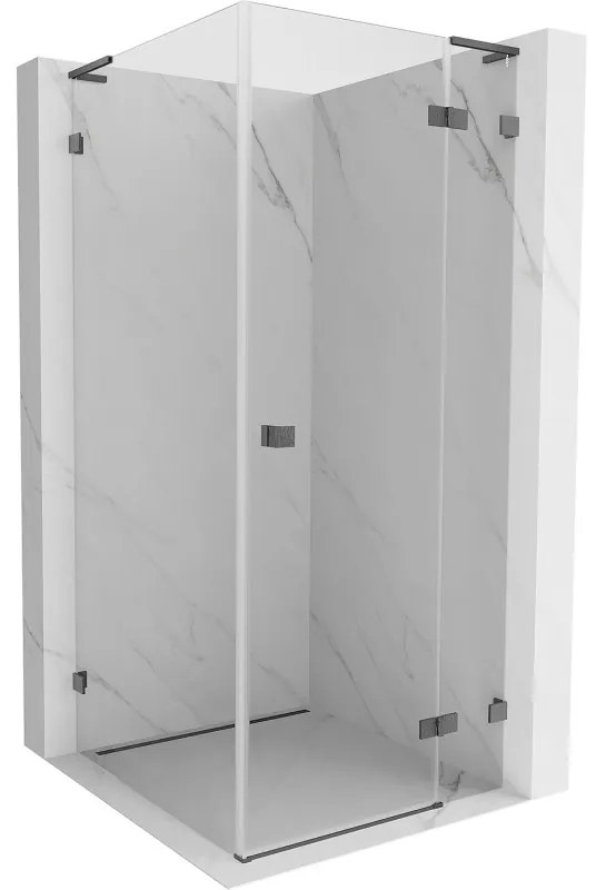 Mexen Lunar, L výklopný sprchový kút pravý 90 x 90 cm, 8mm číre sklo, profil grafit brúsený, 834L-090-090-66-00-P