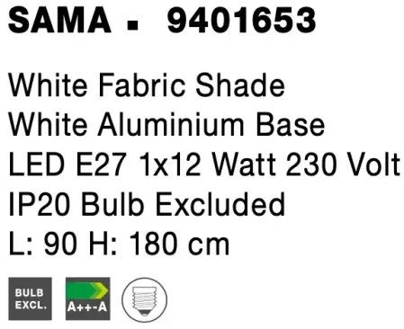 Retro stojaca lampa Sama 90 biele