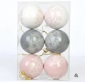 DECOLED Sada ozdob, 6 ks, pr. 8 cm, 3 barvy, vločky