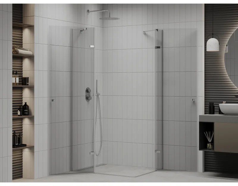 Mexen Roma Duo, sprchovací kút 80 (dvere) x 70 (dvere) cm, 6mm číre sklo, chrómový profil, 854-080-070-02-00