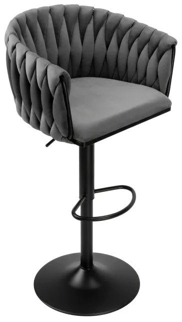 Barová stolička COFTON zamatová, grafitová / čierna