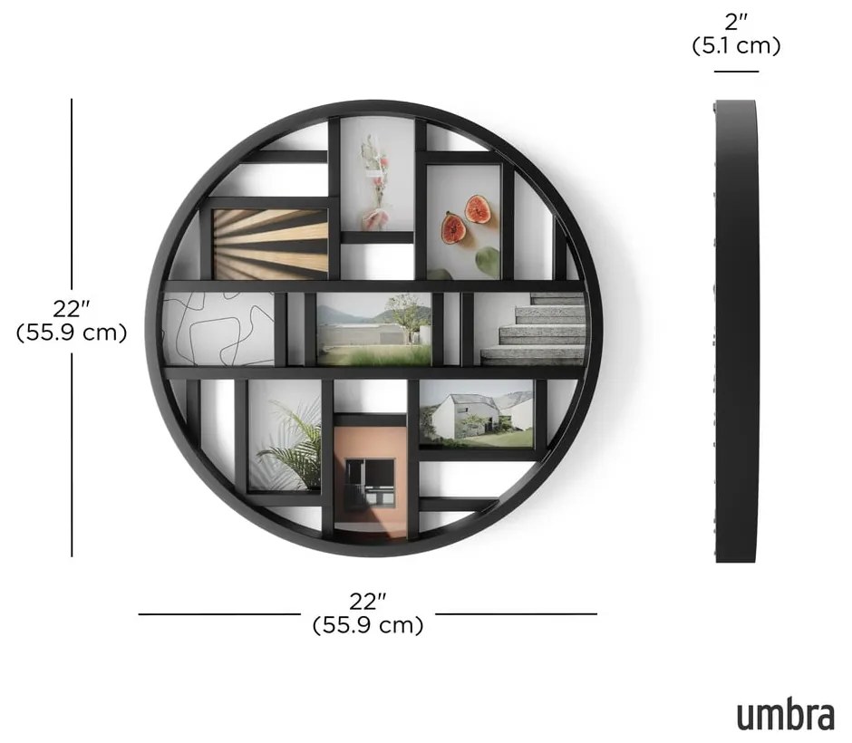 Čierny plastový rámček na stenu Luna – Umbra