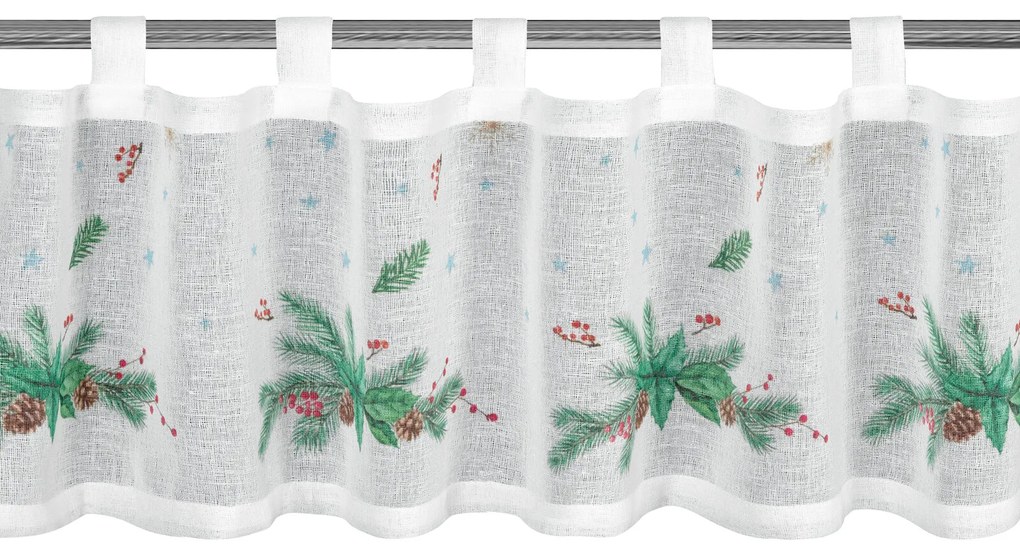 KRÁTKA VIANOČNÁ ZÁCLONA NA PÚTKACH XMAS1 30X150 CM VZOROVANÁ