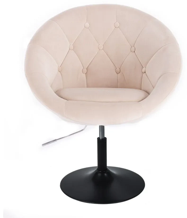 LuxuryForm DESIGN Kreslo VERA VELUR na čiernom tanieri - krémové