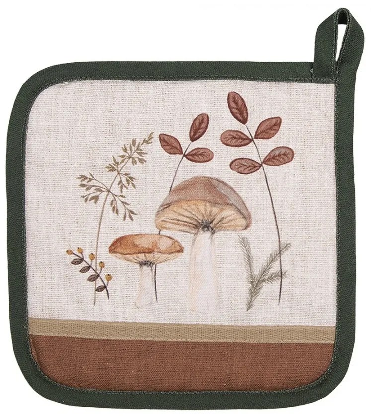 Béžová chňapka - podložka s hubkami Little Forest Jewels - 20*20 cm