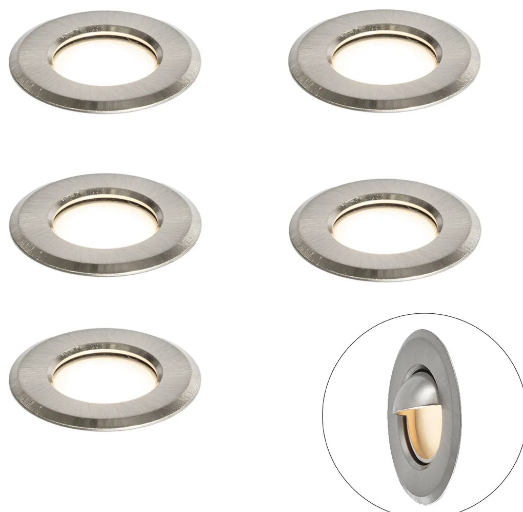 Sada 5 moderných zemných reflektorov hliníkových vrátane LED IP67 - Linsey