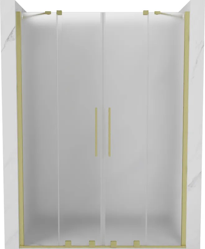 Mexen Velar Duo, posuvné sprchové dvere do otvoru 160 cm, 8mm sklo námraza, zlatá matná, 871-160-000-32-55