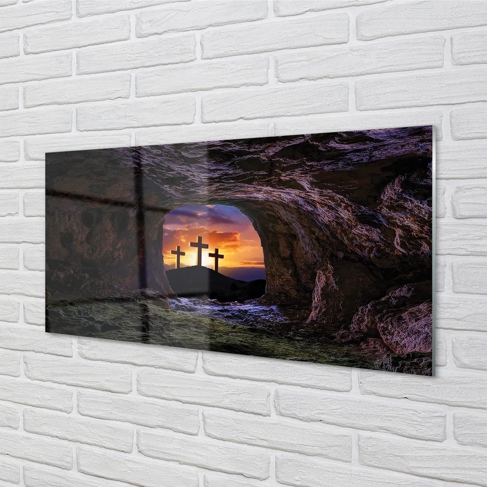 Nástenný panel  kríže pri západe slnka 120x60 cm