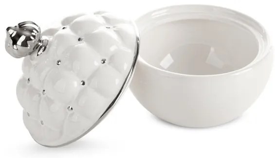 Nádoba ADORE 05 s vekom biela / strieborná