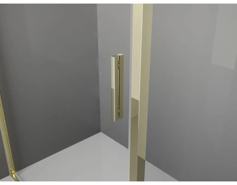 Mexen Exo, päťuholníkový výklopný sprchový kút 80 x 80 cm, číre sklo, zlatá, 812-080-080-50-00