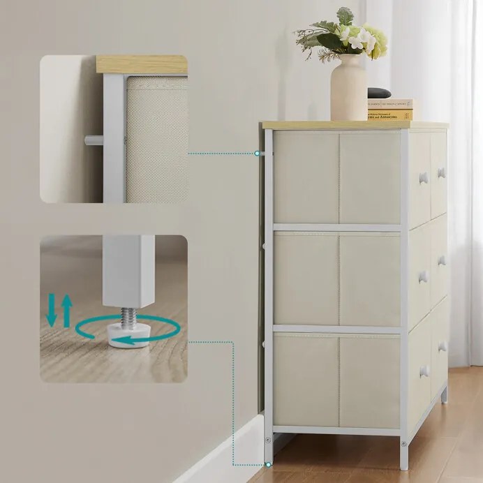 Autronic BONTEC Komoda 80x30x71cm, kov, béžová, AUK-E1033 WT Farba: Béžová