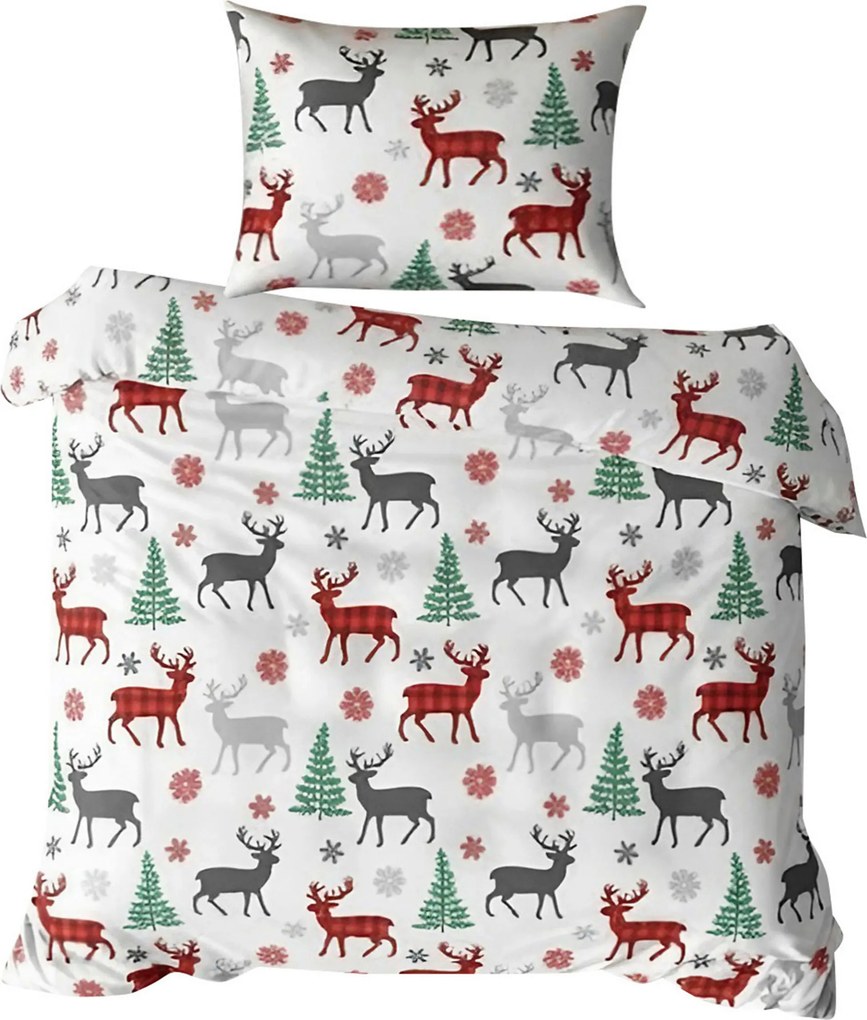 XXXLutz POSTEĽNÁ BIELIZEŇ, renforcé, sivá, zelená, červená, biela, 135/200 cm X-Mas - Obliečky & plachty - 003808014701