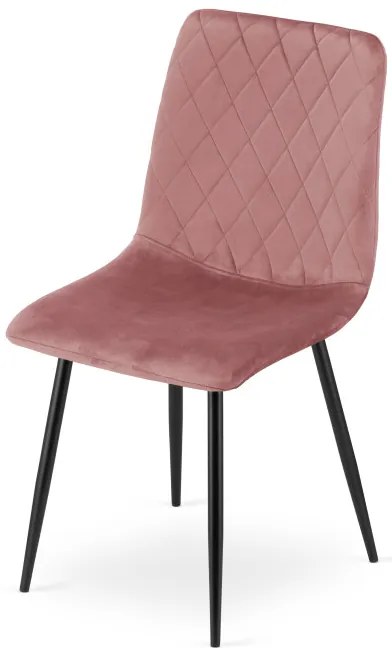 Jedálenská stolička TURIN zamatová ružová (čierne nohy)