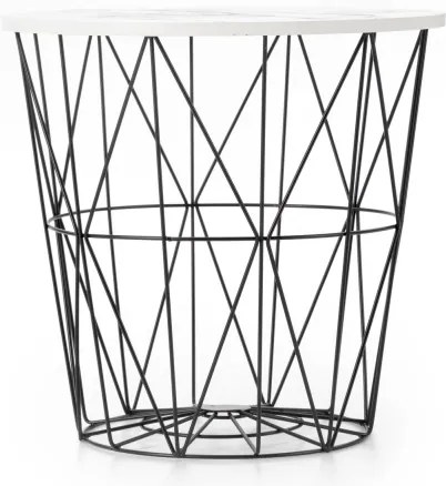 Konferenčný stolík HARISSA 41x42 cm čierna/biely dekor mramoru