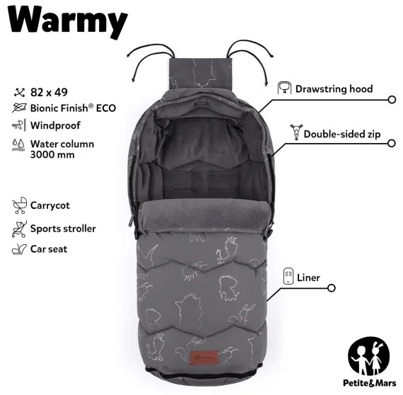 PETITE&MARS - Detský fusak 4v1 WARMY čierna