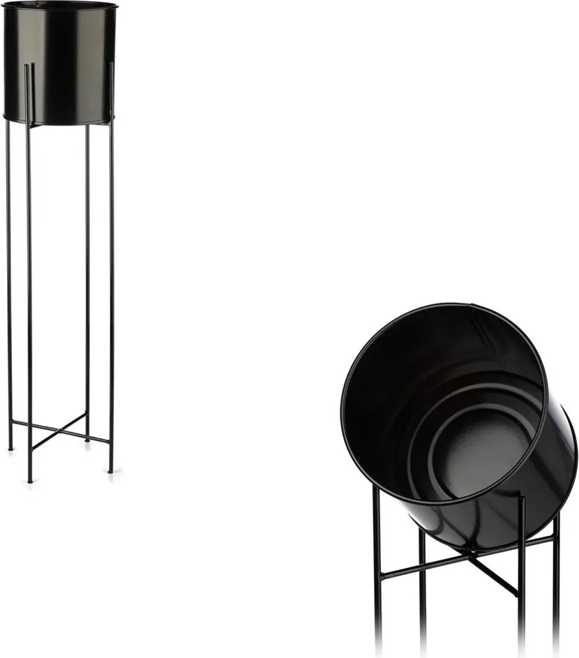 KOVOVÝ KVETINÁČ SO STOJANOM DARK 95X21 CM ČIERNA