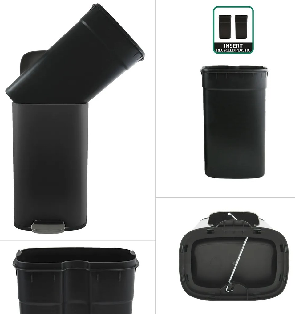 Spirella Pedálový odpadkový kôš soft-close Akira 30 l, matná čierna, 30 l