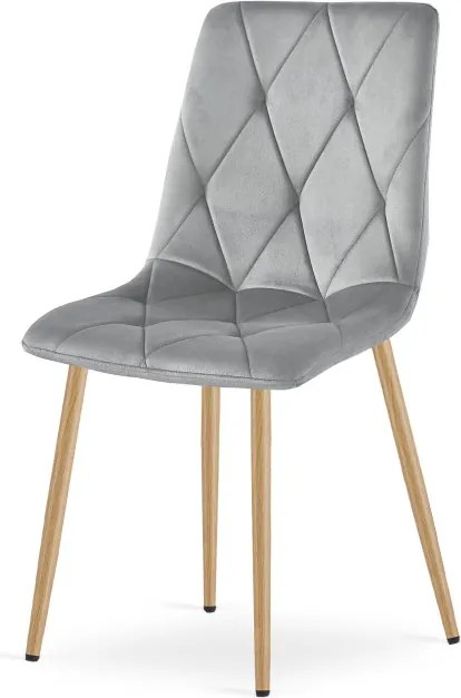 Set štyroch jedálenských stoličiek LIBRA zamatové, svetlosivé / hnedé nohy (4 ks)