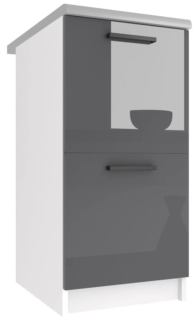 Kuchynská skrinka Belini spodná 40 cm šedý lesk s pracovnou doskou  INF SD2-40/0/WT/S/0/B1
