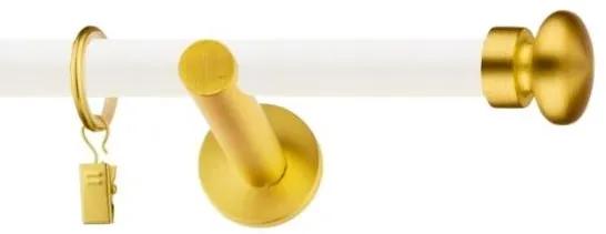Dekorstudio Garniža jednoradová FLAT zlatá MIX biela-matná 19mm Dĺžka: 120cm, Typ príslušenstva: Krúžky tiché so štipcami