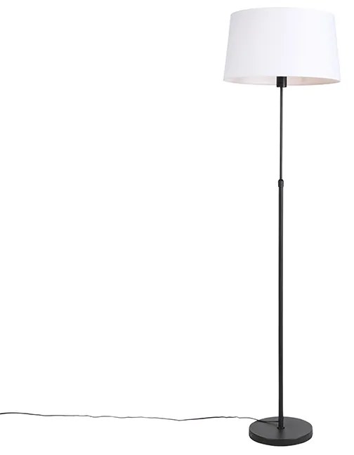Stojaca lampa čierna s bielym ľanovým tienidlom 45 cm nastaviteľná - Parte