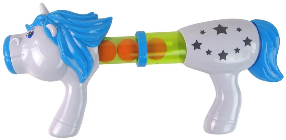 LEAN TOYS Vystreľovač mäkkých loptičiek Jednorožec – modrá