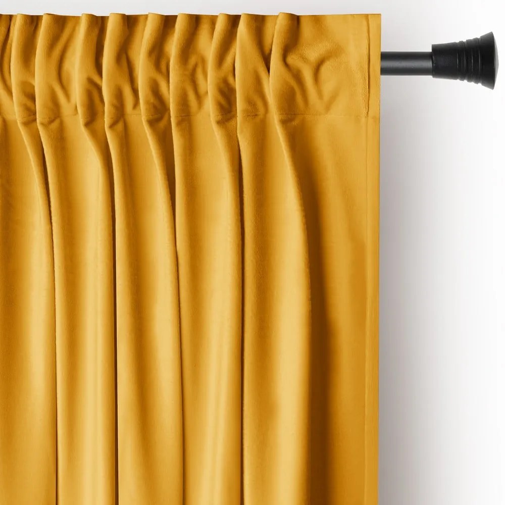 Žltý zamatový dimout záves 140x245 cm Pleat – Restilo