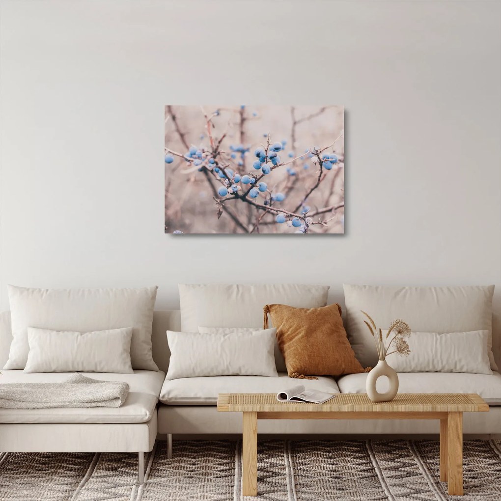 Sklenený obraz bobúľ na kríku (70x50 cm)
