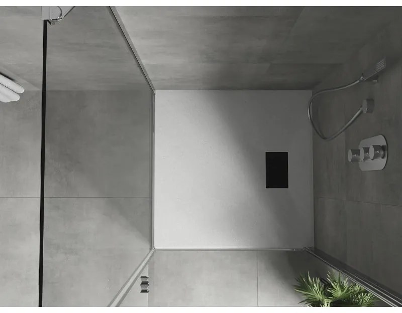Mexen Hugo, štvorcová sprchová vanička SMC 80 x 80 cm, biela, čierna krytka, 42108080-B