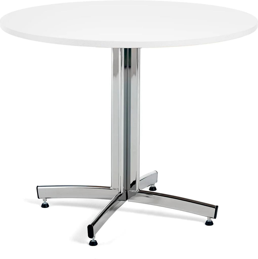 Okrúhly jedálenský stôl Sanna, Ø 1100 x V 720 mm, biela / chróm