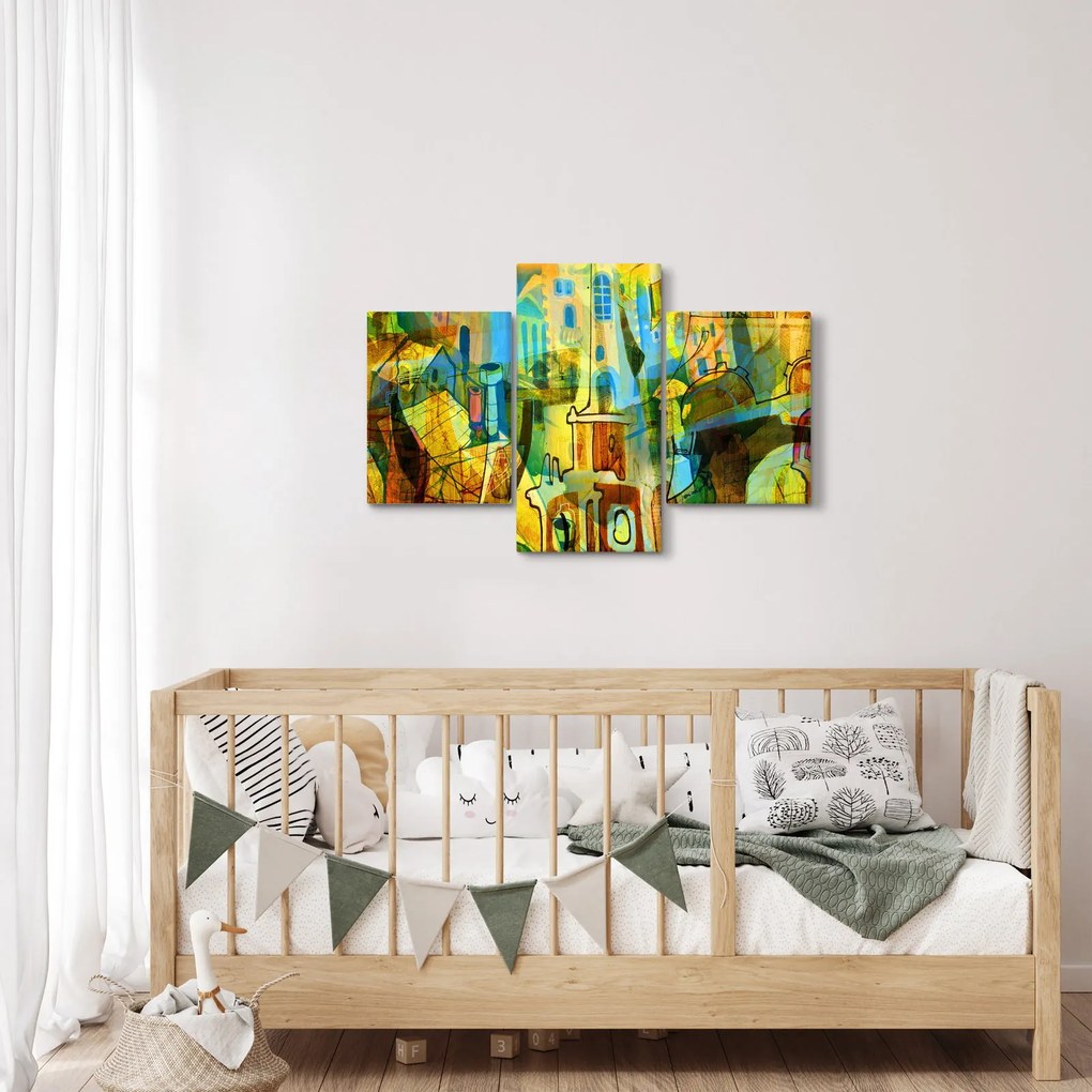 Obraz - Architektúra, kubistická abstrakcia (90x60 cm)