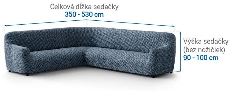 Bielastické poťahy VENEZIA modrá rohová sedačka (š. 350 - 530 cm)