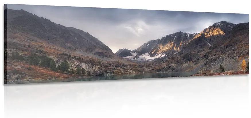 Obraz majestátne hory s jazerom Varianta: 120x40