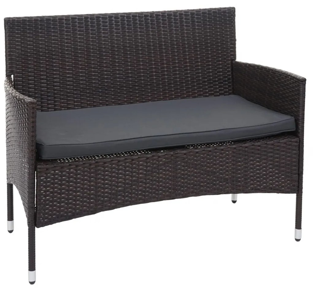 Záhradná súprava 2 kresiel, pohovky a stolíka HWC-F55 - hnedá, vankúše tmavosivá