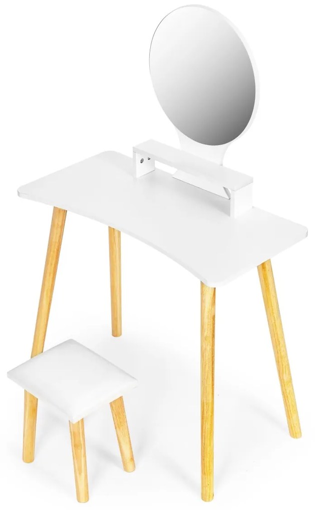 Kosmetický toaletní stolek s taburetem Elegant bílý