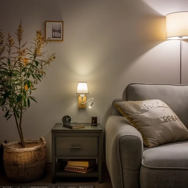 Brilagi - LED Nástenná lampa NUBILA WOOD 1xE27/25W/230V + LED/3W dub/šedá